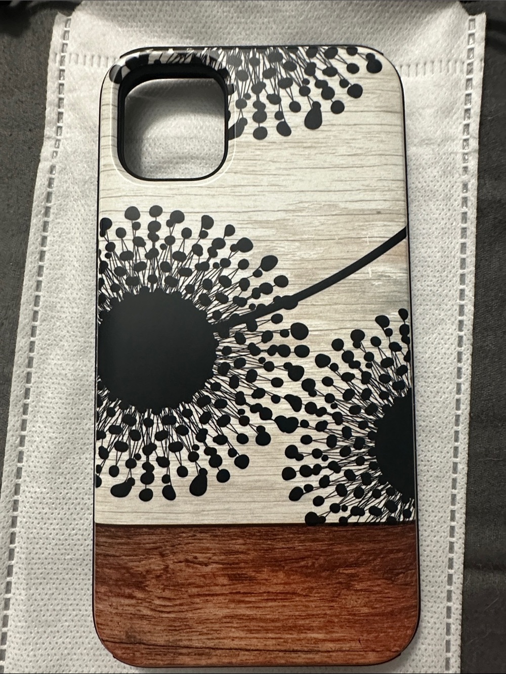 Floral Burst Woodgrain iPhone 11 Case - Black & Brown